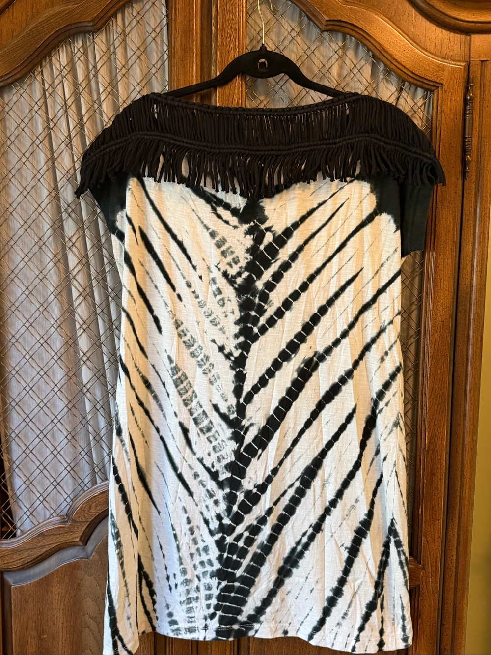 Pepin Tie Dye Macramé Fringe Tunic Top SIZE MEDIUM - Picture 2 of 7